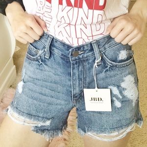 Denim Distressed Boyfriend Shorts